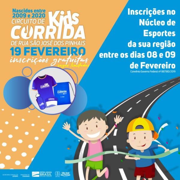 Corrida Kids – Primeira etapa de 2022 acontece no dia 19 de fevereiro em São José dos Pinhais