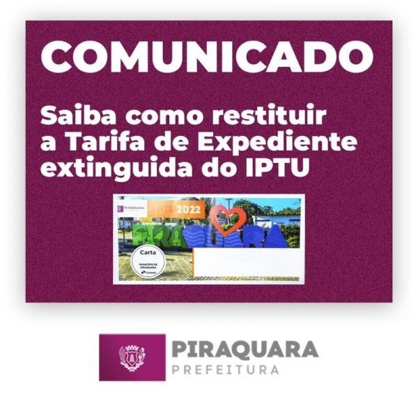 Esclarecimento sobre a Tarifa de Expediente do IPTU de Piraquara