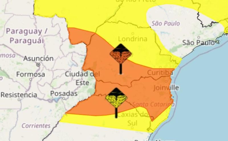 INMET divulga Alerta Laranja em 29 cidades do Paraná