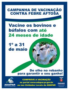 Cartaz de Campanha de Vacinação Contra a Febre Aftosa. Foto: Adapar